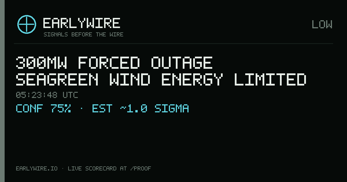 300MW forced outage — Seagreen Wind Energy Limited — EARLYWIRE event card