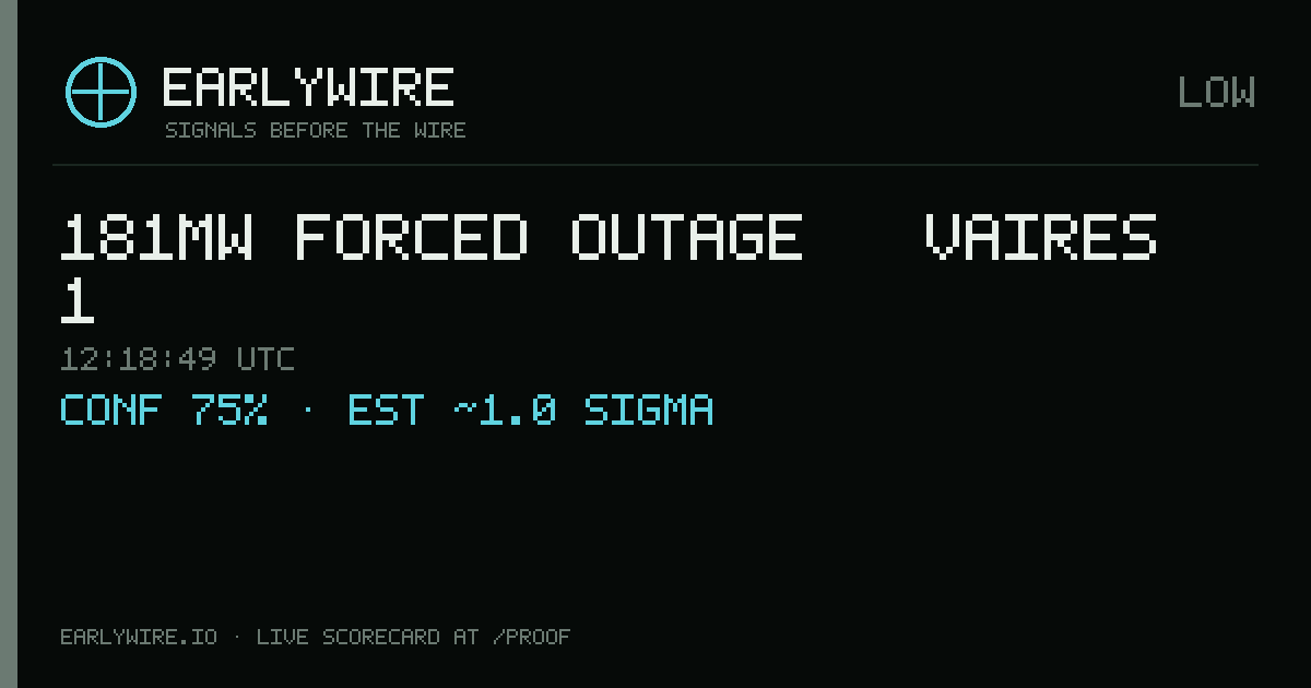 181MW forced outage — VAIRES 1 — EARLYWIRE event card