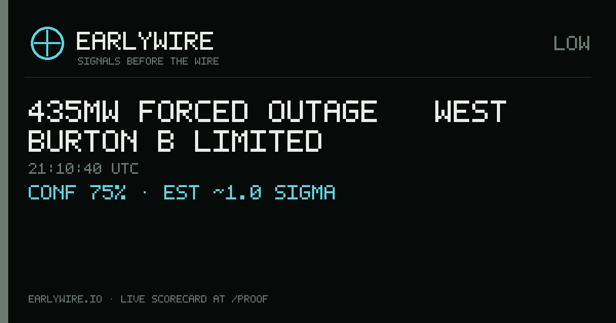 435MW forced outage — West Burton B Limited — EARLYWIRE event card