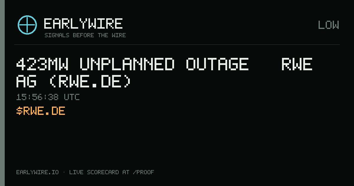 423MW unplanned outage — RWE AG (RWE.DE) — EARLYWIRE event card