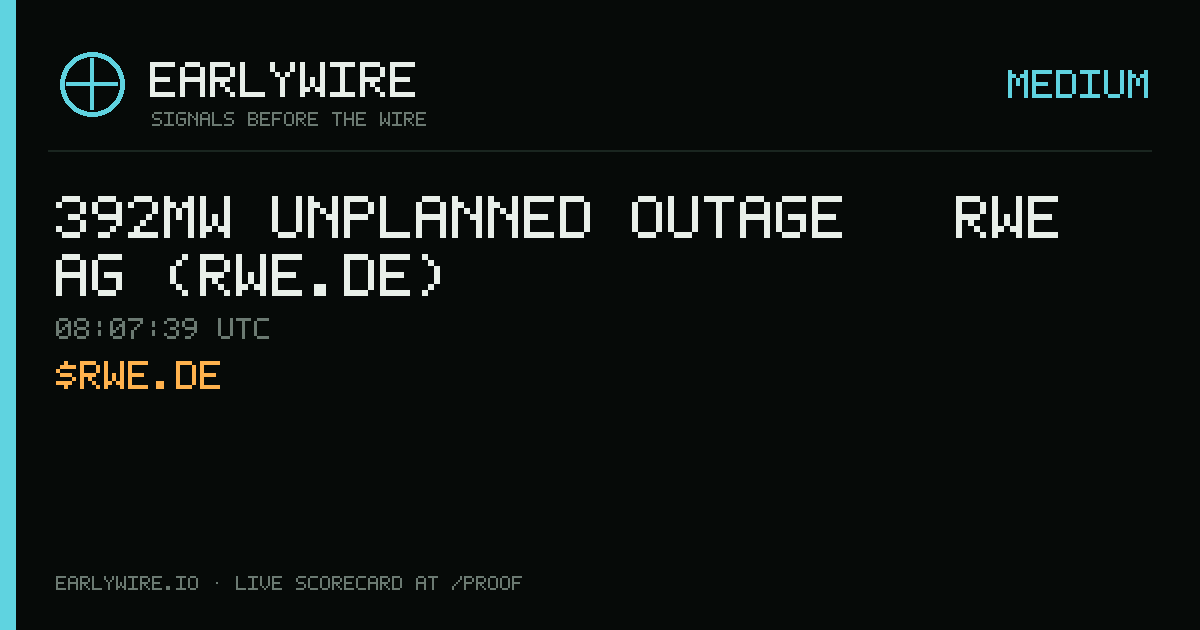 392MW unplanned outage — RWE AG (RWE.DE) — EARLYWIRE event card