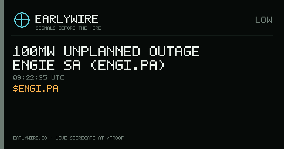 100MW unplanned outage — Engie SA (ENGI.PA) — EARLYWIRE event card