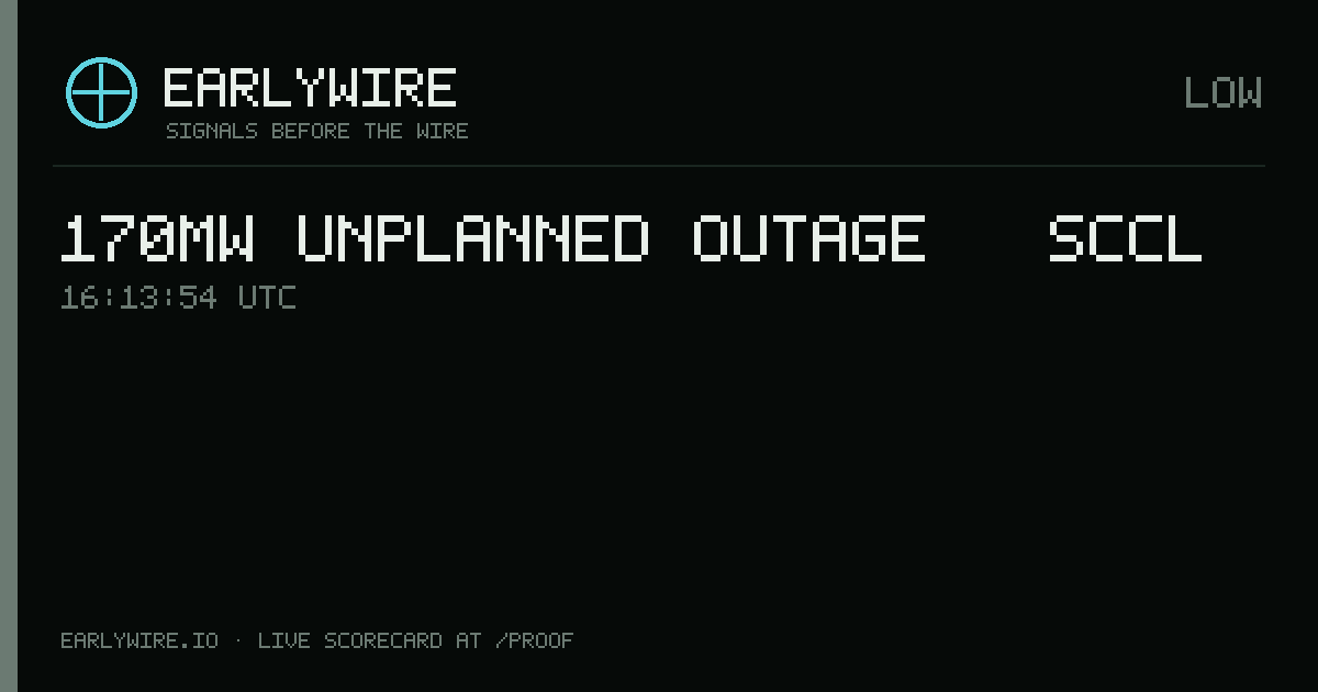 170MW unplanned outage — SCCL — EARLYWIRE event card