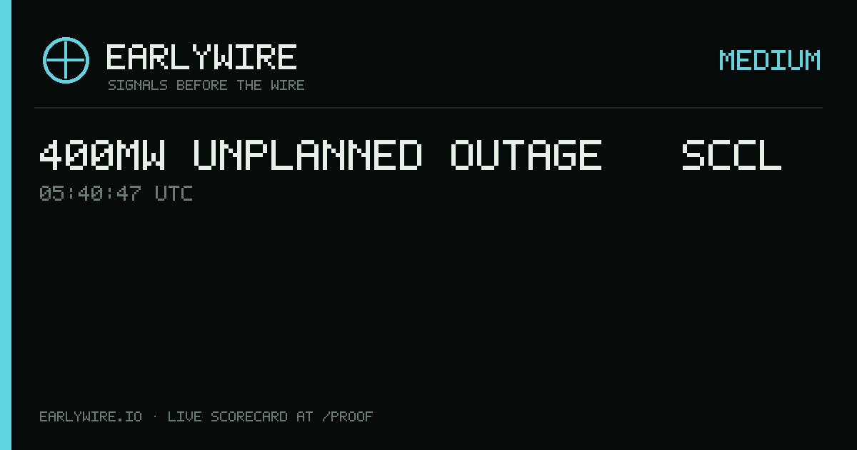 400MW unplanned outage — SCCL — EARLYWIRE event card