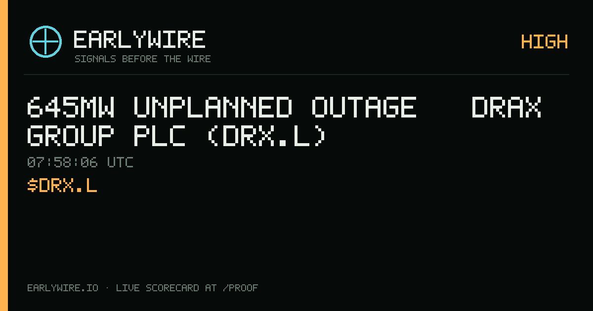 645MW unplanned outage — Drax Group plc (DRX.L) — EARLYWIRE event card