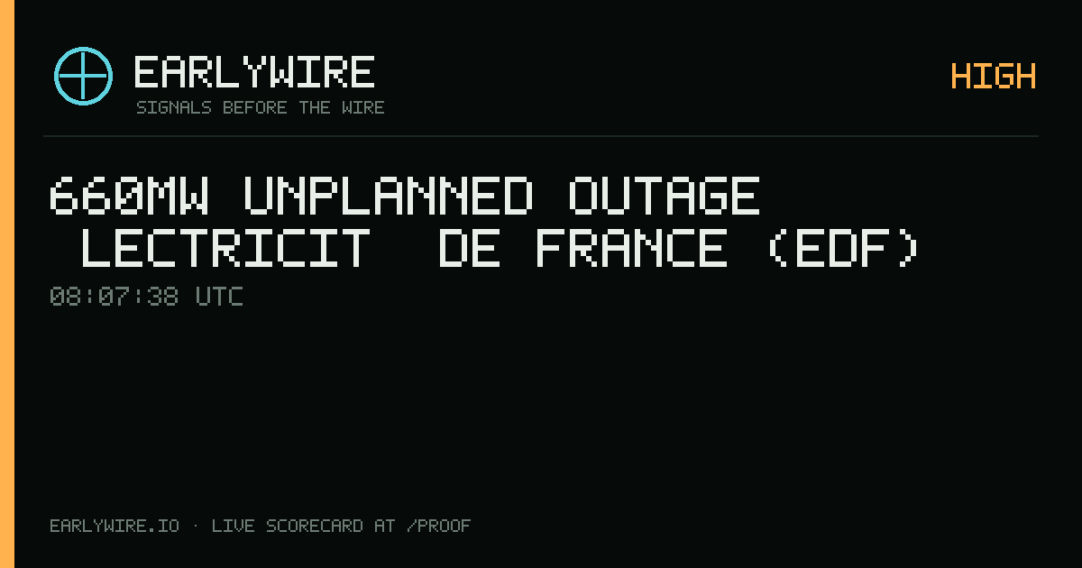 660MW unplanned outage — Électricité de France (EDF) — EARLYWIRE event card