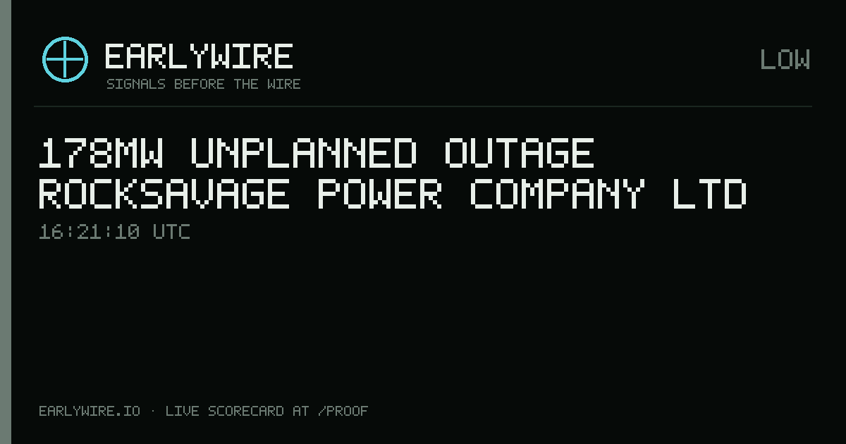 178MW unplanned outage — Rocksavage Power Company Ltd — EARLYWIRE event card