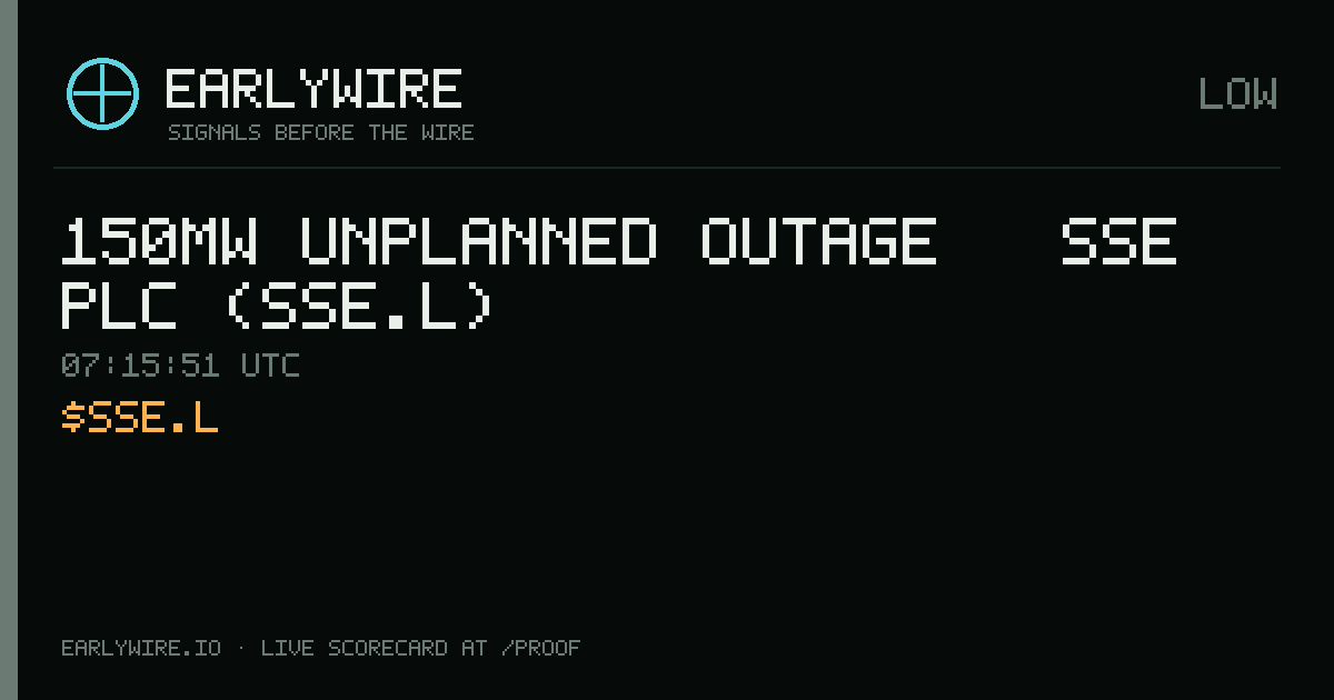 150MW unplanned outage — SSE plc (SSE.L) — EARLYWIRE event card