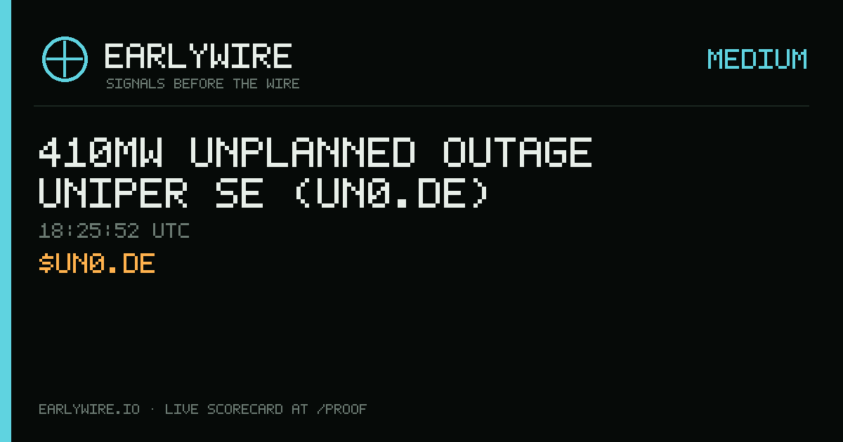 410MW unplanned outage — Uniper SE (UN0.DE) — EARLYWIRE event card