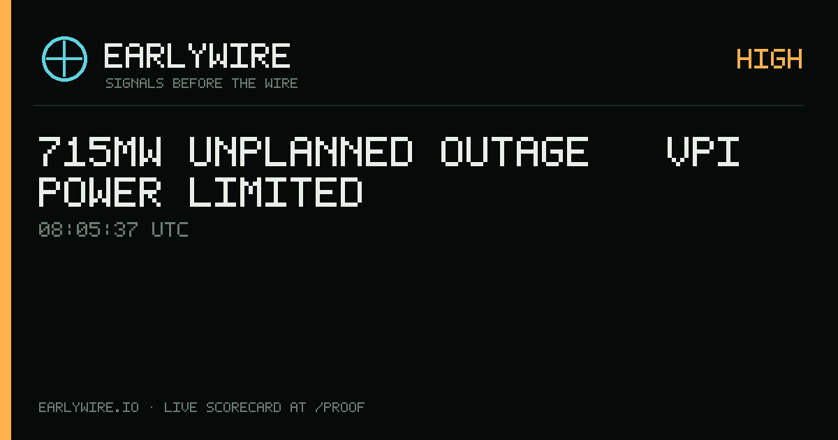 715MW unplanned outage — VPI Power Limited — EARLYWIRE event card
