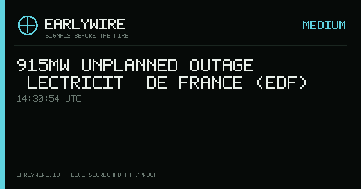 915MW unplanned outage — Électricité de France (EDF) — EARLYWIRE event card