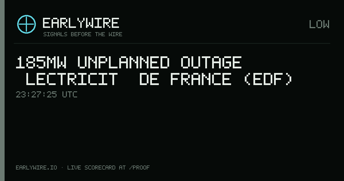 185MW unplanned outage — Électricité de France (EDF) — EARLYWIRE event card