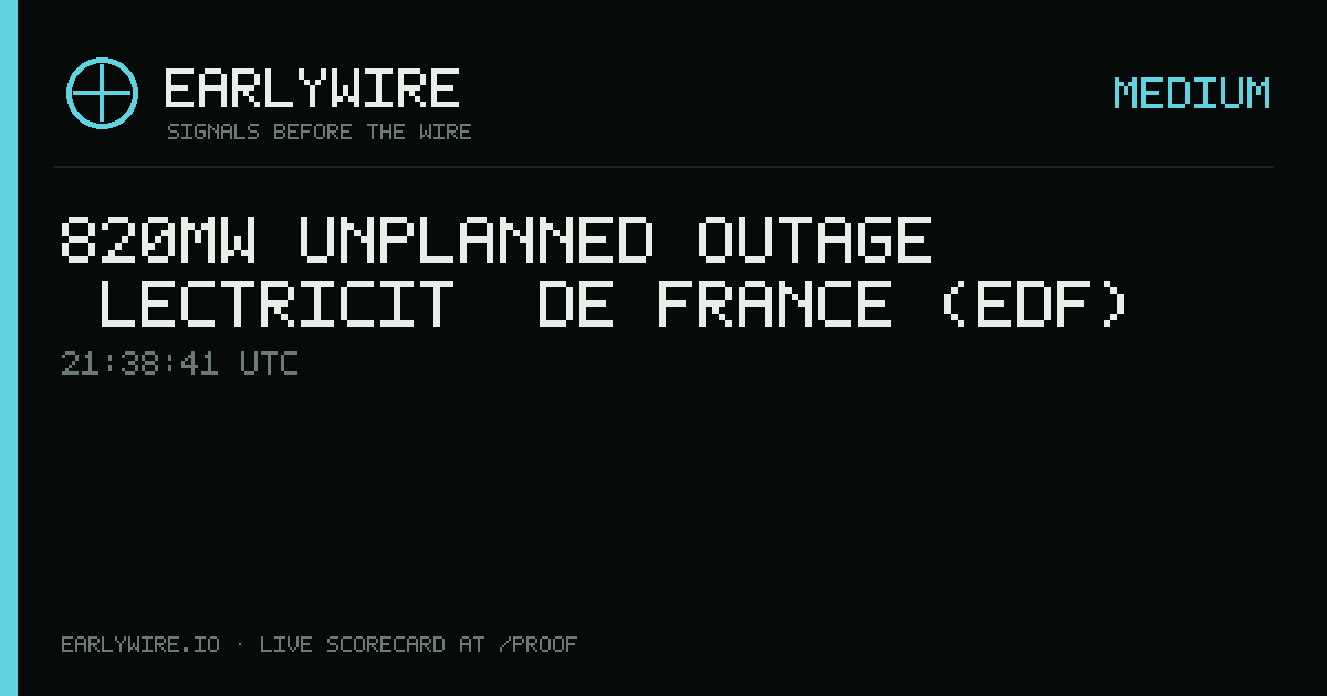 820MW unplanned outage — Électricité de France (EDF) — EARLYWIRE event card