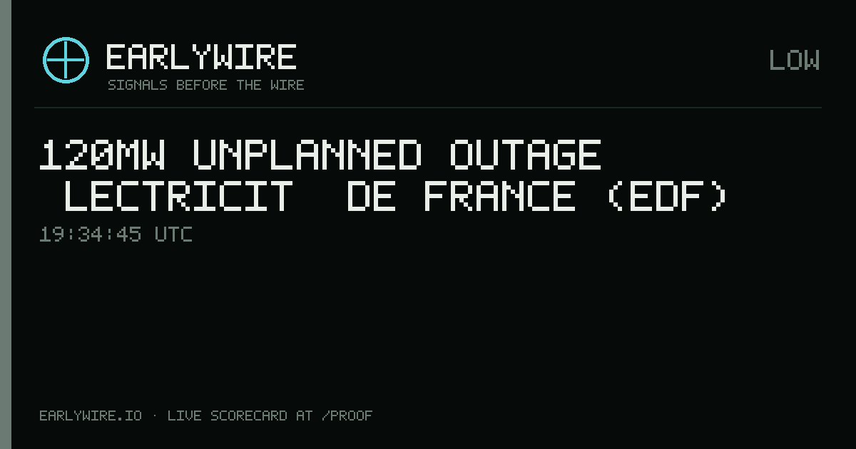 120MW unplanned outage — Électricité de France (EDF) — EARLYWIRE event card