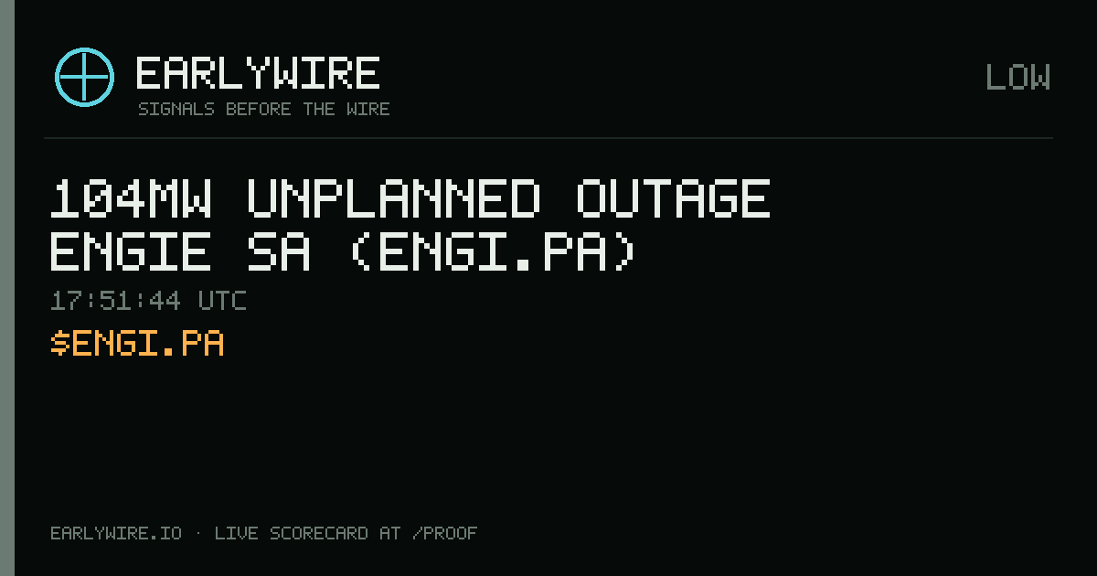 104MW unplanned outage — Engie SA (ENGI.PA) — EARLYWIRE event card