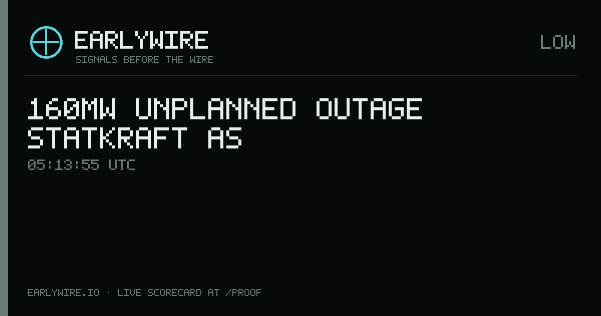 160MW unplanned outage — Statkraft AS — EARLYWIRE event card