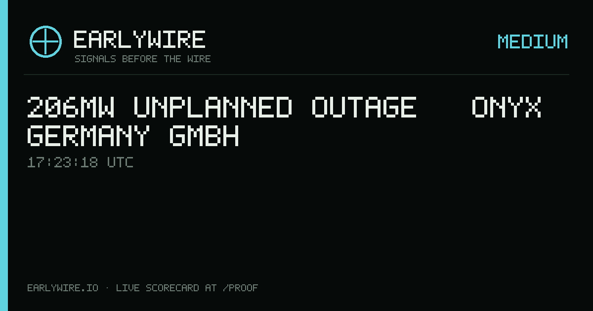 206MW unplanned outage — Onyx Germany GmbH — EARLYWIRE event card