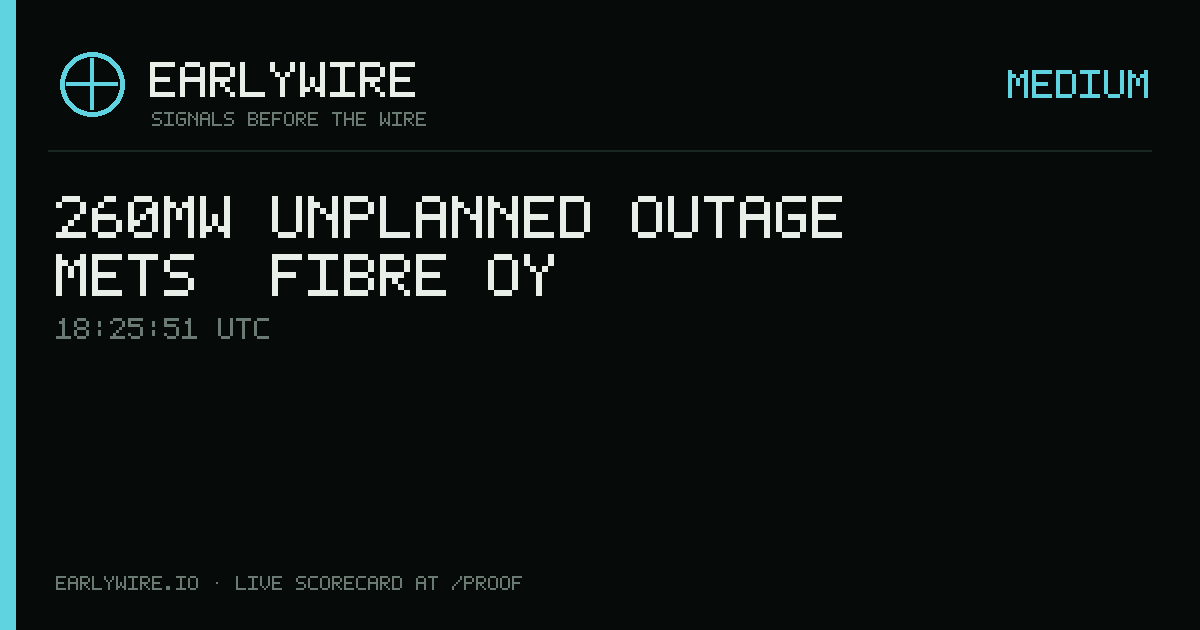 260MW unplanned outage — Metsä Fibre Oy — EARLYWIRE event card