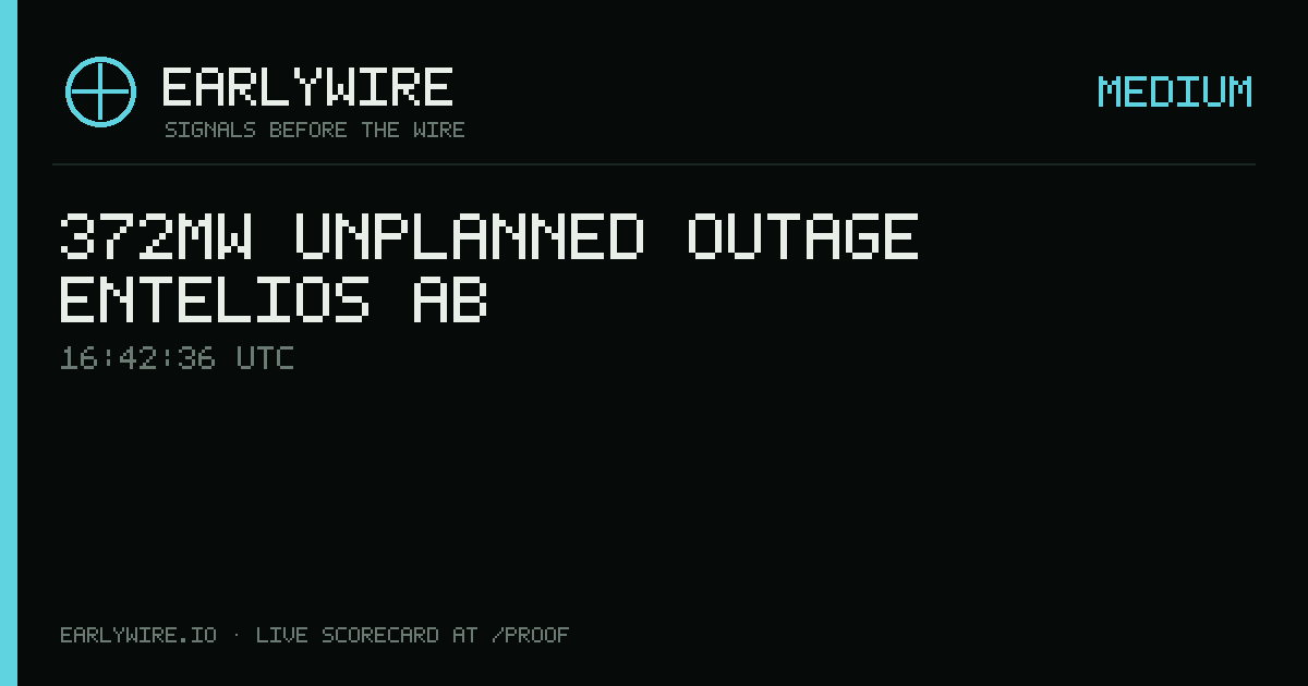 372MW unplanned outage — Entelios AB — EARLYWIRE event card