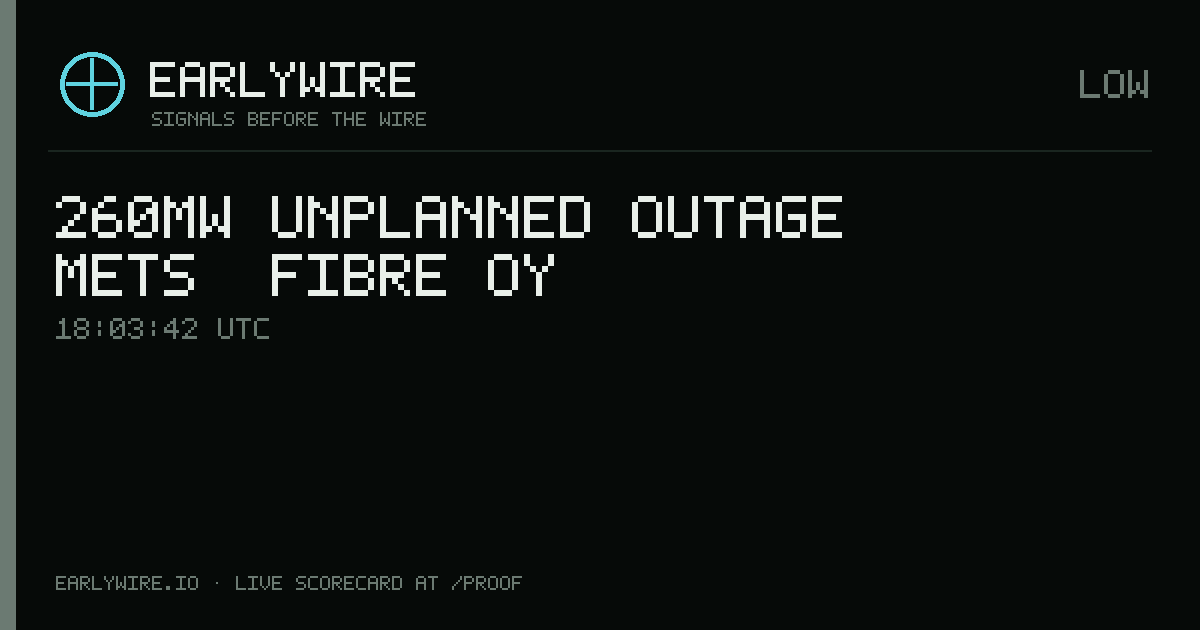 260MW unplanned outage — Metsä Fibre Oy — EARLYWIRE event card