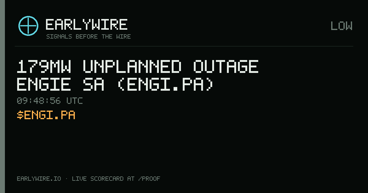 179MW unplanned outage — Engie SA (ENGI.PA) — EARLYWIRE event card
