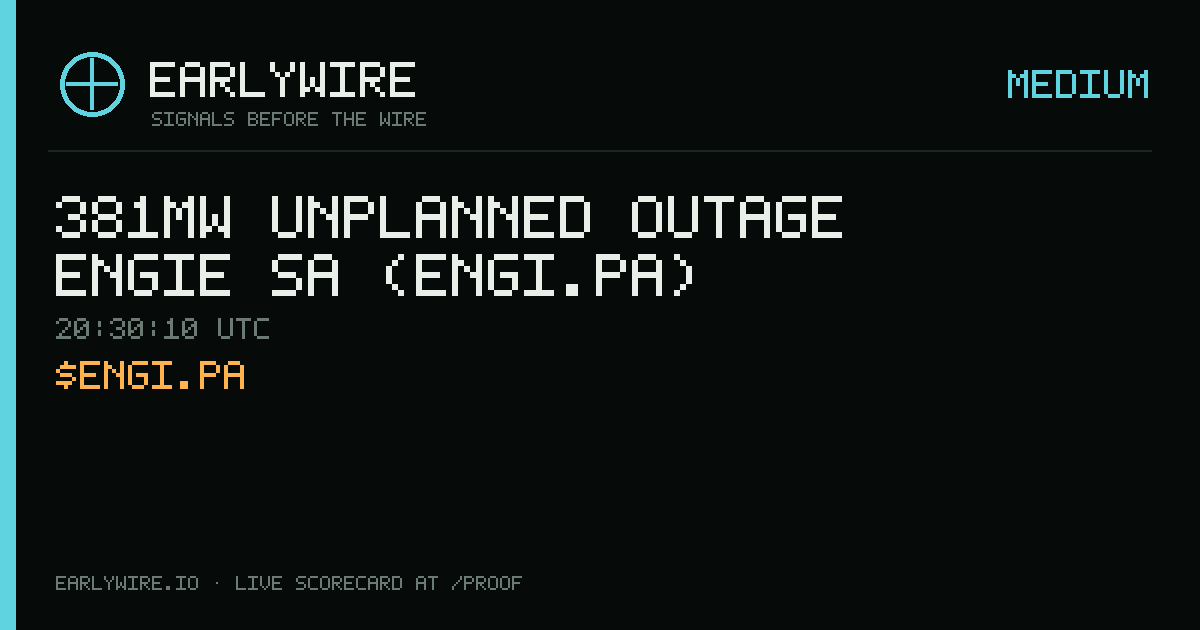 381MW unplanned outage — Engie SA (ENGI.PA) — EARLYWIRE event card