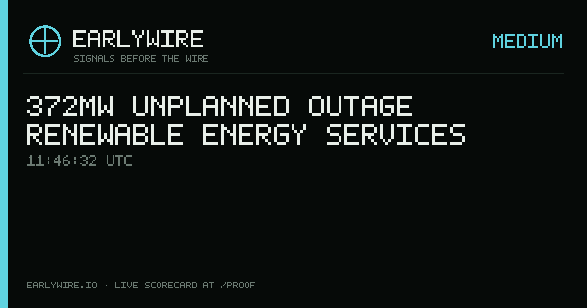 372MW unplanned outage — Renewable Energy Services — EARLYWIRE event card