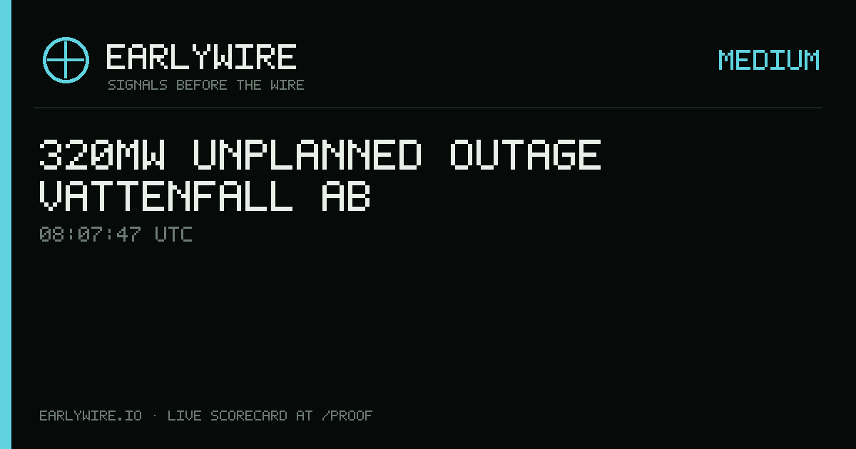 320MW unplanned outage — Vattenfall AB — EARLYWIRE event card
