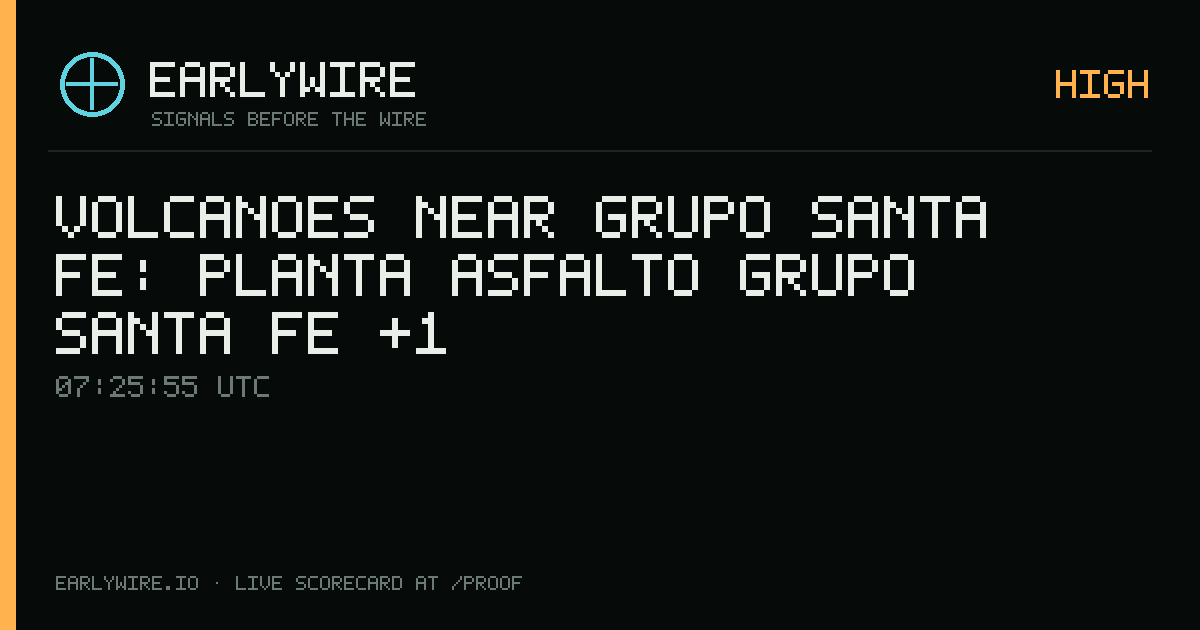 Volcanoes near Grupo Santa Fe: Planta Asfalto Grupo Santa Fe +1 — EARLYWIRE event card
